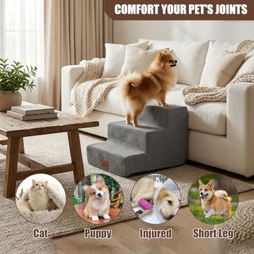 Dog Stairs for Small Dogs, 3-Step Pet Stairs for Couch, 2-Pack 13.6" - Image 4