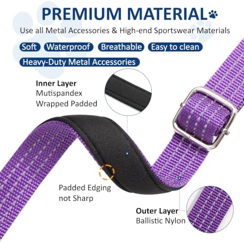 Double Dog Leash Coupler,No Tangle Dog Leashes Connector,Two Dogs Lead Splitter,Reflective Dual Lead Adjustable Length to Fit All Sized Breeds,Walking Training for 2 Dogs (Purple, Heavy：Dogs 30+ lbs) - Image 5