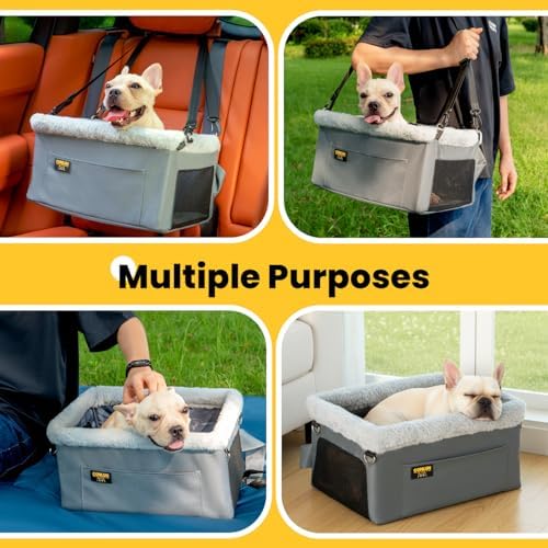 Conlun 2-Pack Dog Car Seat | Steel Frame Anti-Collapse | Small Pet | Grey - Image 6
