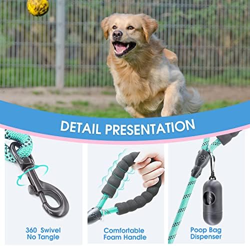 BAAPET 2/4/5/6 FT Dog Leash with Comfortable Padded Handle and Highly Reflective Threads for Small Medium and Large Dogs (6FT-1/2'', Turquoise) - Image 3