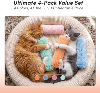 Catnip Cat Toys, 4 Pack, Soft Cat Pillow Kicker Toys with Crinkle Sound, Interactive Cat Plush Toys for Indoor Cats and Kittens - Image 7