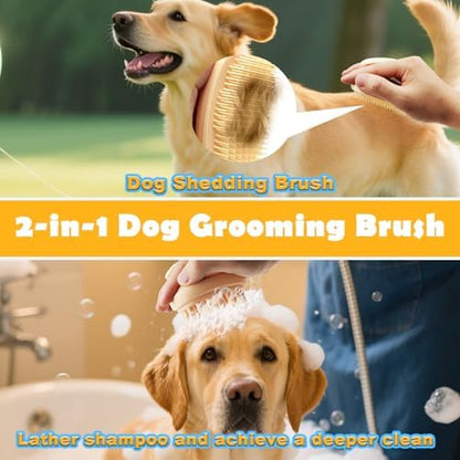 2-in-1 Dog Bath Brush for Grooming & Massage - Pet Silicone Brush for Long & Short Haired Dogs and Cats, Dog Scrubber for Bath, Rubber Curry Brush, Use Wet as Bath Brush or Dry for Grooming - Image 2