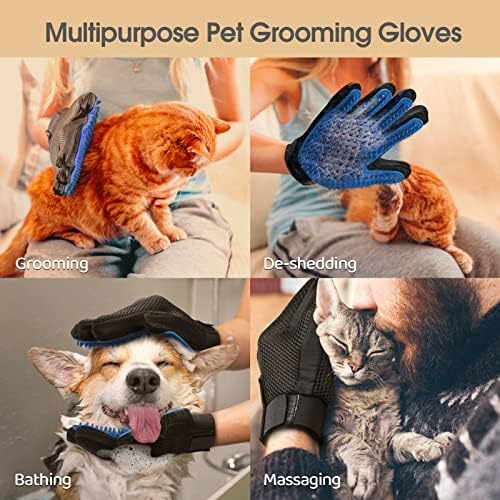 Pet Hair Removal Glove with 255 Silicone Tips for Dogs & Cats, Right Blue - Image 6