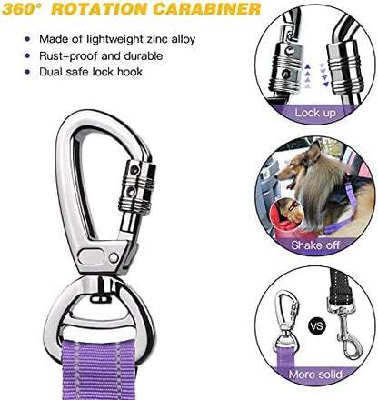 AUBELL Dog Seat Belt for Car,2 Pack Set 3-in-1 Dog Car Harness,Black+Purple - Image 4