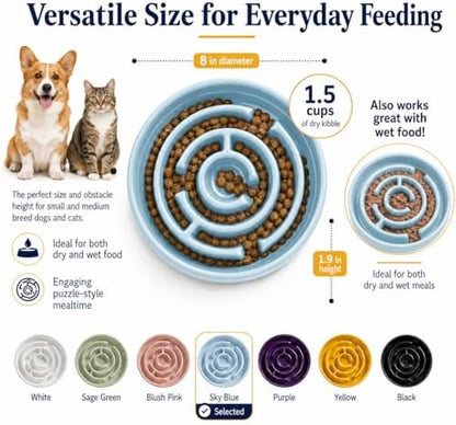Ceramic Slow Feeder Dog Bowl 1.5 Cup Puzzle Dish for Small Medium Dogs - Image 2