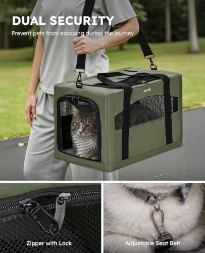 Pecute Cat Carrier Stable, Pet Carrier with Privacy Partition,Green - Image 7