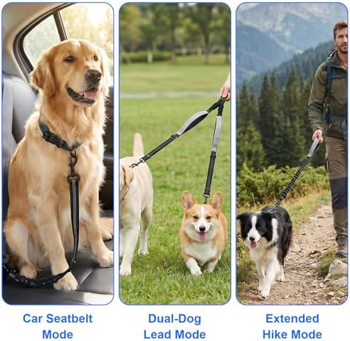 Double Dog Leash for Two Dogs, Adjustable Dual Control Handles Dog Leash - Image 4