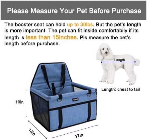 Pet Car Seat, Sturdy Reinforced Structure, Shortened Leash with Metal Snap Hook, Loops for Seat Belt, Waterproof Thick Soft Fleece Pad, Ideal for Puppy and Small Pets