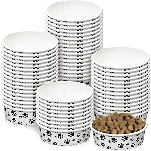 Potchen 60 Pcs Disposable Paper Dog Bowls Small Dog Pet Dishes Bulk, 16 oz by Potchen
