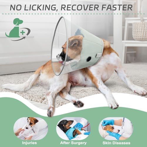 Dog Cone Collar with Soft Liner to Stop Licking, Elizabeth Recovery Collar After Surgery for Large Medium Dogs, Comfortable Pet Head Cone Alternative for Neutering Spay Injury - Image 2