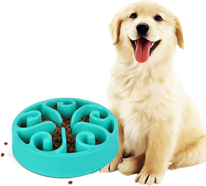Dog Bowl Slow Pet Feeders Non Skid Bowl Dog Water Bowl Dry Food Bowl Slow Feeder Fun Slow Eating Bowl for Small Dog Large Dog Medium (Light Blue, L)