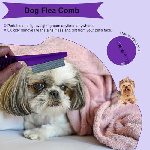 3 PCS Puppy Brush Grooming Kit (Dark Purple) - Image 5