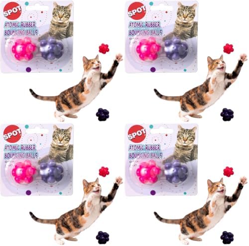 Ethical Atomic Bouncing Ball Cat Toy, 2-Piece (colors may vary) (Pack of 4) by SPOT