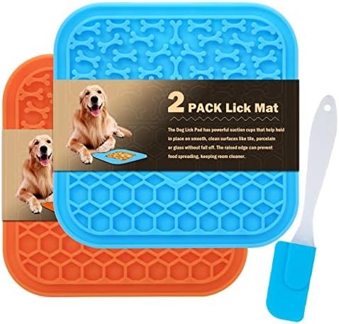 Lick Mat for Dogs - Slow Feeder Licking Mat with Suction Cups for Peanut Butter, Food Treats & Yogurt - 2 Pack by MooonGem