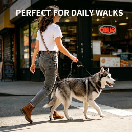 Hands Free Dog Leash by Kazazoo, Adjustable 6-9ft Waist & Crossbody Leash with Quick Off Buckle, Reflective Stitches for Walking, Jogging, Medium Large Dogs Brown - Image 3