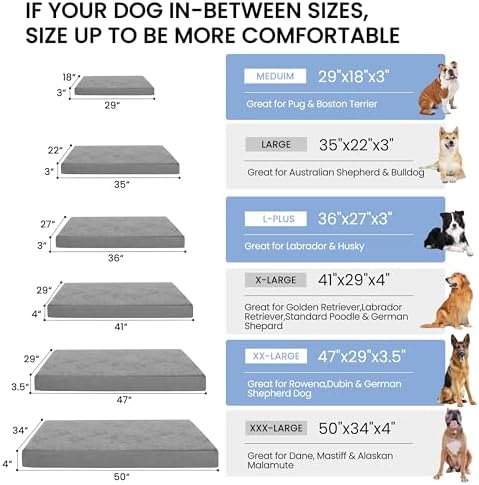 Orthopedic Memory Foam Bed for Large Dogs, Waterproof Cooling Pet Mats for Crate with Removable Washable Cover,Ideal for Arthritic Dogs (Large plus-36"x 27" x 3", Short Plush) - Image 5
