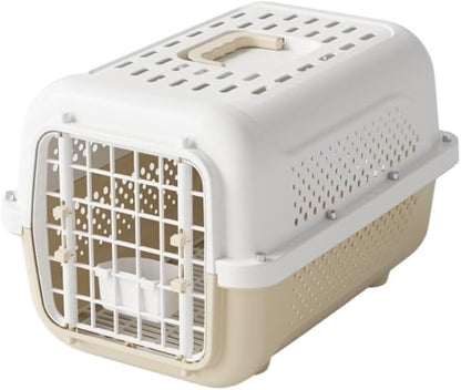 Portable Pet Airline, Durable PP + Breathable Grid Material, Detachable Design, Compliant with Airline Shipping Standards(Milk Coffee Color Diaper Board Hanging Bowl)