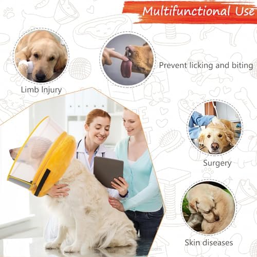 Inflatable Dog Cone Collar for Large Medium Small Dogs, Soft Dog Donut Collar Adjustable Recovery Cone for Pets After Surgery, Extra Enhanced Anti-Licking Guard Shield (Pineapple, Large) - Image 6