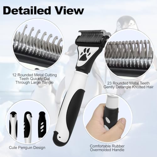Penguin Double-Sided Dematting Comb for Dogs&Cats Undercoat Rake - Image 3