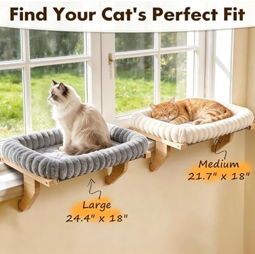 Zoratoo Cloud-Cuddle Cat Perch for Window Sill with Zipper Cushion, M Gray - Image 6