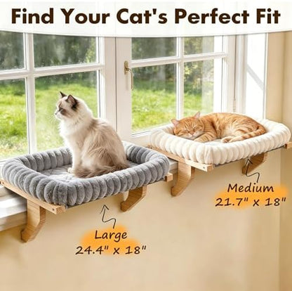 Zoratoo Cloud-Cuddle Cat Perch for Window Sill with Zipper Cushion, M Gray - Image 6