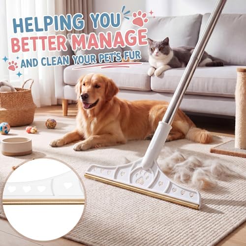 3 Pcs Pet Hair Removal Tool Adjustable Carpet rake & Lint Roller & Dustpan - Image 5