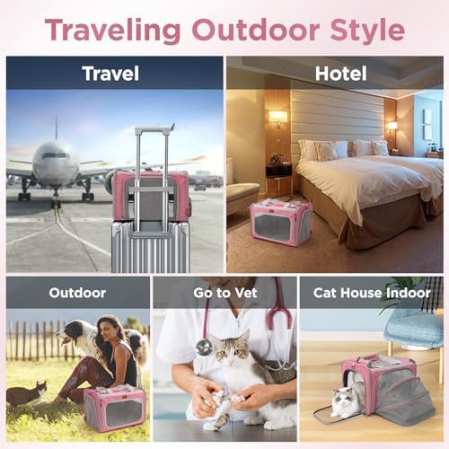 Soft Cat Carriers Pink Small Dog Carrier Airline Approved,Expandable Pet Carrier,Strudy,Ventilated,Soft Sided Pets Carriers Cage,Durable Small Animals Travel Bag Outdoor Carry Kennel - Image 4