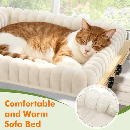 XiaZ Cat Perch for Window Cats Hammock Indoor Bed for Window Adjustable Wooden Frame Bird Watching Sunbathing Space-Saving Single Layer 18 * 16 * 9.4inch (Small Breeds Recommended) - Image 2