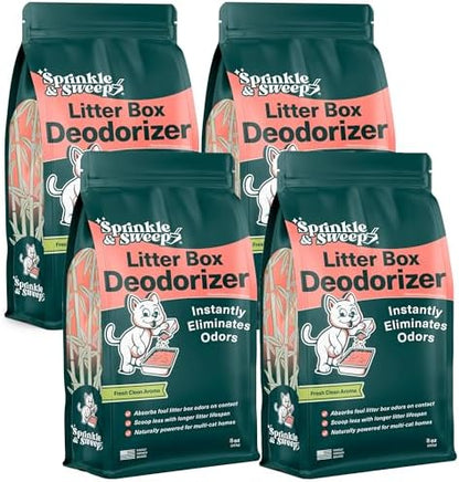 Sprinkle & Sweep: Litter Box Deodorizer - 4 Pack, 8oz Bags - Cat & Kitten Home Odor Neutralizer, Ultra-Absorbent Formula, Non-Toxic, Pet Smell Control by SprinkleSweep