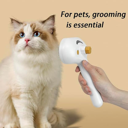 Pet Grooming Steam Brush, 3-in-1 Spray-on Hair Removal Comb for Long-Haired and Short-Haired Cats and Dogs
