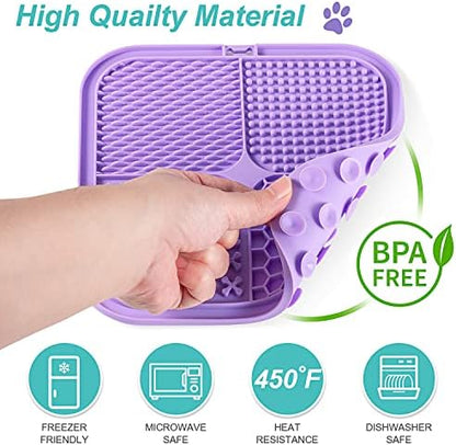 LUKITO Lick Mat for Dogs & Cats 2 Pack, Slow Feeder Licking Pad with Suction Cups for for Anxiety Relief and Boredom Reducer, Perfect for Bathing Grooming - Image 6