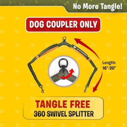 Pet Dreamland Exquisite Double Dog Leash Coupler with Tangle-Free Swivel. Premium & Versatile Attachment for Walking Two Dogs. You Will Absolutely Love This Amazing Dual Dog Coupler (Khaki & Orange) - Image 3