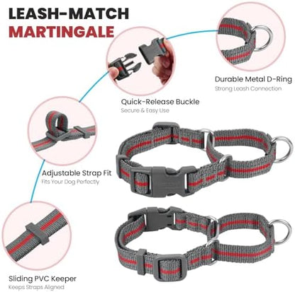 VIVAGLORY Double Handle Dog Leash Twingrip, 5ft x 1in, L, Red Grey - Image 4