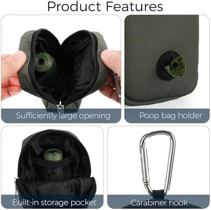 Dog Treat Pouch for Training, Portable Dog Walking Bag Built in Poop Dispenser, Pocket Sized Pet Pouches, Doggie Puppy Snack Rewards Bag,Treat Carrier Holder with Clip (Army Green) - Image 3