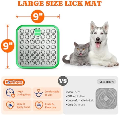 Pawtners Stainless Steel Large Lick Mat for Dogs, 2 Pack, Green - Image 2