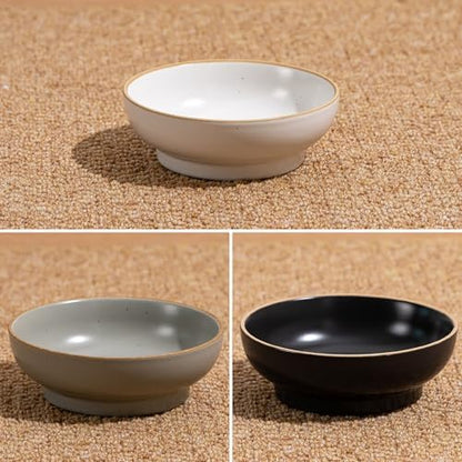 Cat Bowl 3 Pack, Pet Plate, Premium Ceramic Food Grade Pet Bowl Suitable for Dry and Wet Food, 5 in Feeding Indoor Cats, Kittens and Small Dogs, Dishwasher Safe (Black White Gray) - Image 3