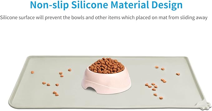 AUDWUD Silicone Waterproof Pet Feeding Mats,Anti Slip Bowl Pad, Dog Mat for Food and Water