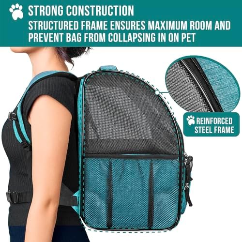 PetAmi Dog Backpack Carrier Airline Approved Cat Pet Puppy Bag, Turquoise - Image 6