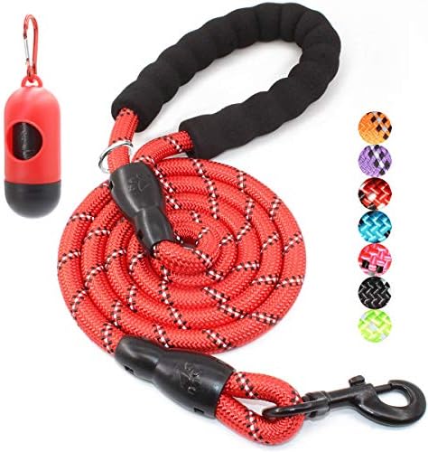 BAAPET 2/4/5/6 FT Dog Leash with Comfortable Padded Handle and Highly Reflective Threads for Small Medium and Large Dogs (6FT-1/2'', Red) by BAAPET