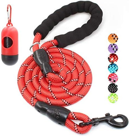 BAAPET 2/4/5/6 FT Dog Leash with Comfortable Padded Handle and Highly Reflective Threads for Small Medium and Large Dogs (6FT-1/2'', Red) by BAAPET