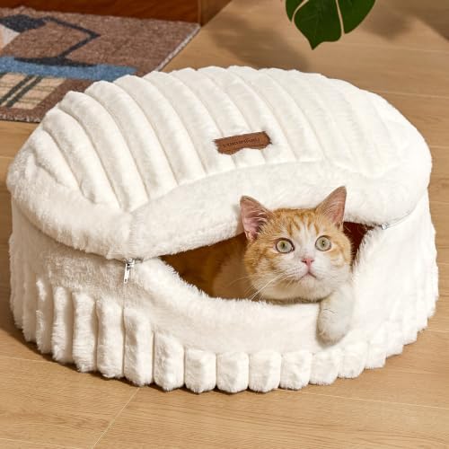 FUKUMARU Cat Cave Bed, 2-in-1 Enclosed Cat Bed for Indoor Cat, Cat Hideaway by FUKUMARU