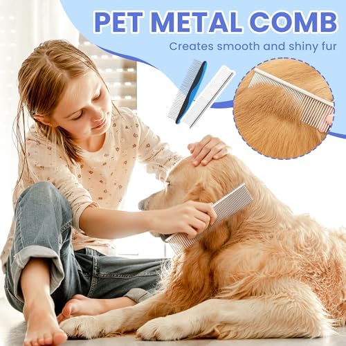 Self Cleaning Shedding Brush - 5-in-1 Professional Pet Grooming Kit Skin Friendly Grooming Tool for Dogs, Cats, and Puppies, Deshedding and Hair Removal for Long and Short Haired Pets, Blue - Image 7