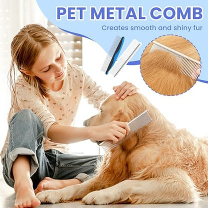 Self Cleaning Shedding Brush - 5-in-1 Professional Pet Grooming Kit Skin Friendly Grooming Tool for Dogs, Cats, and Puppies, Deshedding and Hair Removal for Long and Short Haired Pets, Blue - Image 7