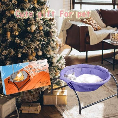 JUNSPOW Cat Bed Sleeping Cat Hammock, 16.9in x 16.9in x 9.5in, Purple - Image 3