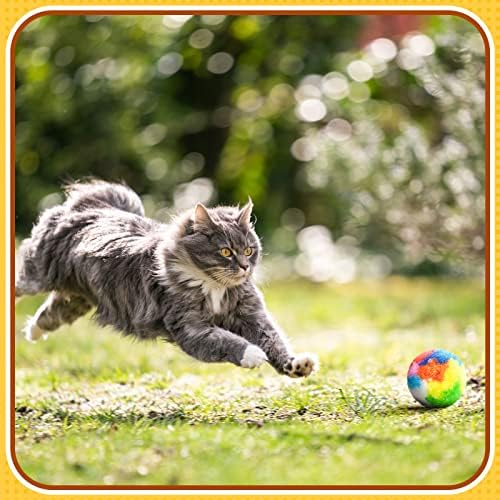 Deekin 20 Pcs Cat Ball Toy 1.6 Inch Fuzzy Pom Pom Balls for Kittens Cats - Image 5