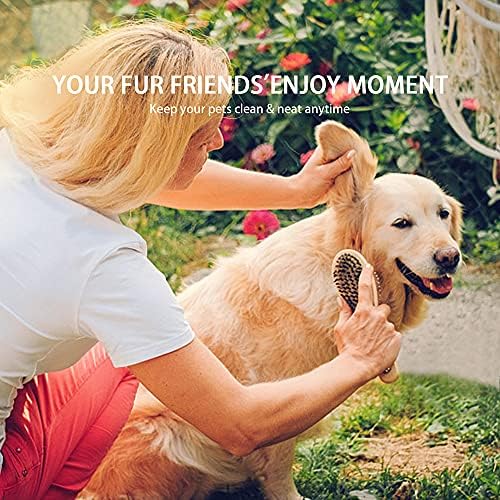 Dog Brush Cat Brush, Vokiuler Double Sided Bristle and Pin Pet Brush for Dog Grooming, Real Boar Bristle Shedding Brush with Bamboo Handle for Long Short Hair, 2 Pack Dog Comb, Black - Image 5