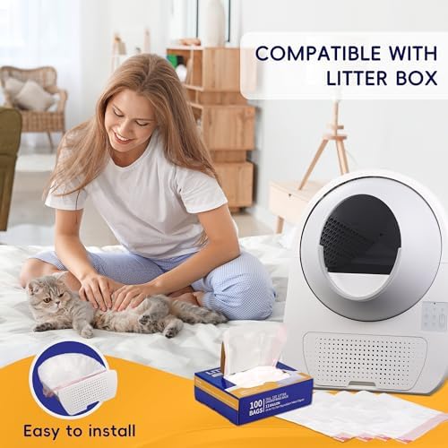 Drawstring Litter Liner Bags 100 Pack-Cat Litter Box Liner Bags for Litter Box Robot 3 and 4 Thick Waste Bags for Self-cleaning Cat Litter Box Liner Trash Bags for Home/Kitchen Trash Cans - Image 2