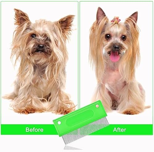 5 Pieces Pet Grooming Comb, Pet Hair Comb Rubber Handle Dog Hair Comb, Dog Eye Combs Pet Grooming Comb Flea Comb for Dog/Cat/Small Pets Removing Eye Mucus, Removes Knots, Mats and Tangles - Image 4