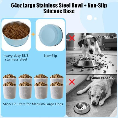 3-in-1 Stainless Steel Slow Feeder Dog Bowl with Lick Mat Storage Lid - Image 3