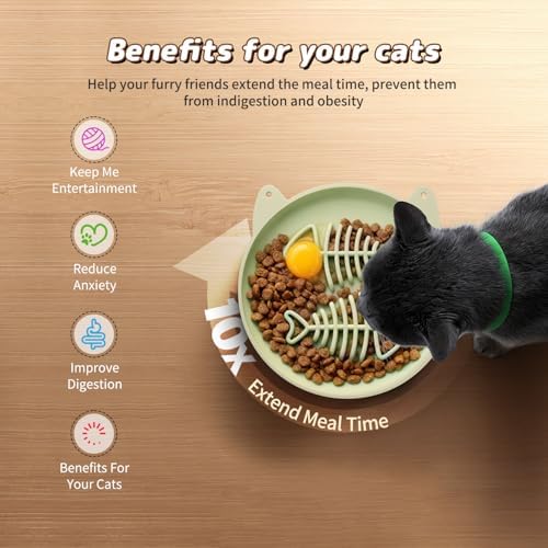 Slow Feeder Cat Bowl, 2 PCS Silicone Cat Bowl, Slow Feeder Ideal for Dry and Wet Food, Easy to Clean, Interactive Puzzle Toy for Pets Food Training, Keeps Cats Busy,6.69" W*0.65" H - Image 3